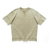 (TP1578) Washed Henley Neck Tee