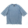 (TP1620) Wash Raw Edge Cropped Sleeve Tee