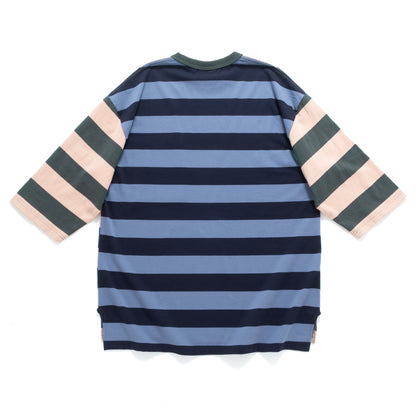 (TP1883) Contrast Stripes Graphic Patch Tee