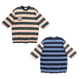 (TP1883) Contrast Stripes Graphic Patch Tee
