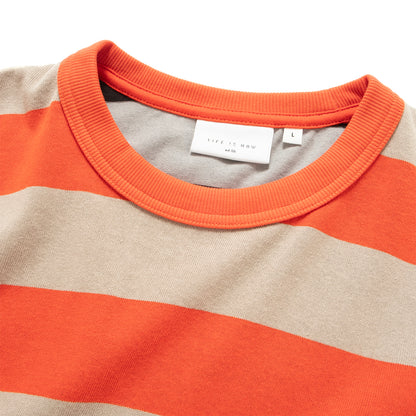 (TP1883) Contrast Stripes Graphic Patch Tee