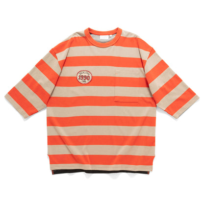 (TP1883) Contrast Stripes Graphic Patch Tee