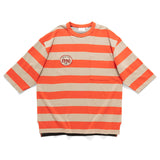 (TP1883) Contrast Stripes Graphic Patch Tee