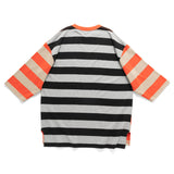 (TP1883) Contrast Stripes Graphic Patch Tee