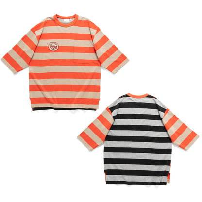 (TP1883) Contrast Stripes Graphic Patch Tee