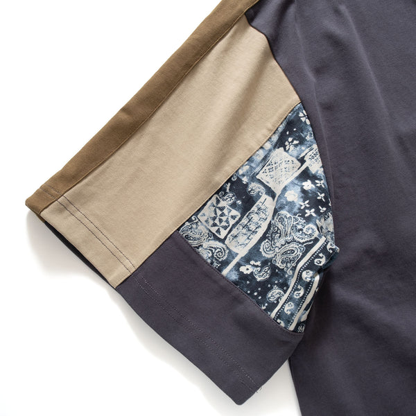 (YT1200) Paisley Sleeves Patchwork Tee