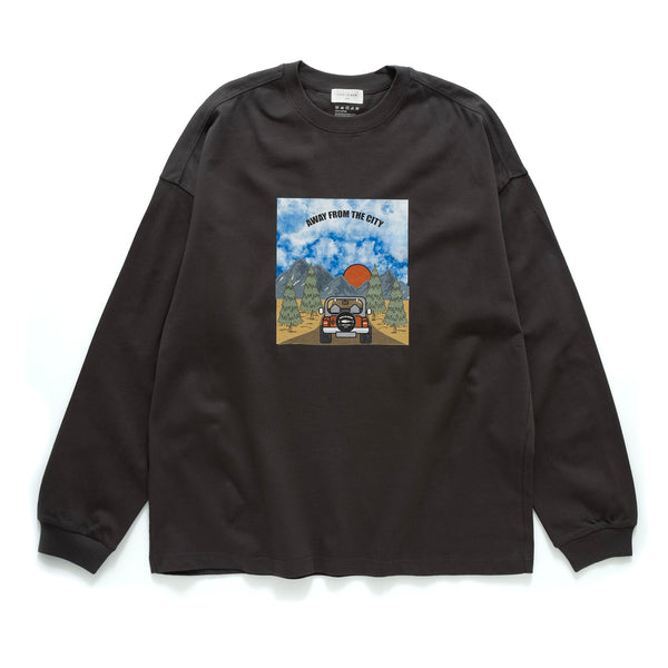 (YT1253) Away from City Graphic Long Sleeve Tee