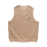 (YW414) Embroidery Waffle V Neck Vest