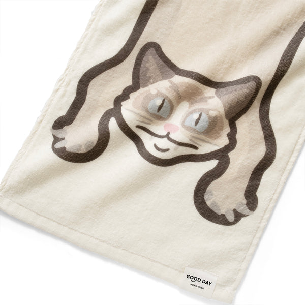 (ZA490) Lazy Cat Graphic Towel Set (3 Pieces)