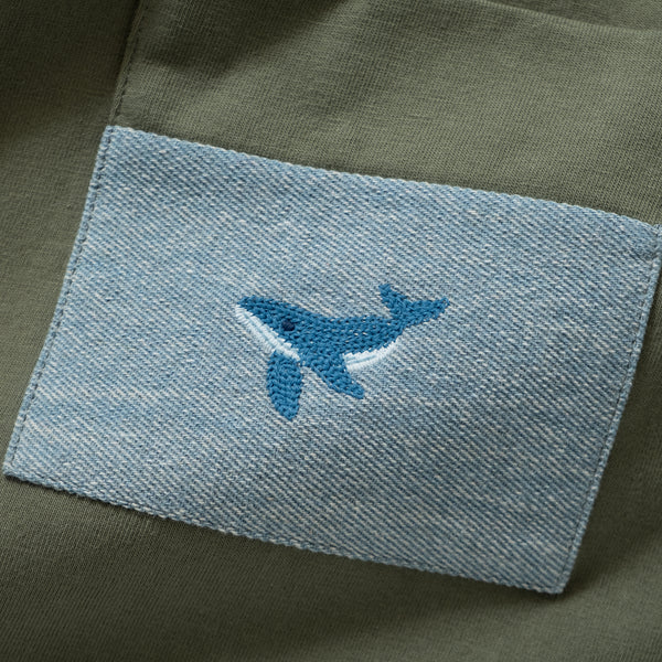 (ZT1131) Whale Embroidery Pocket Tee