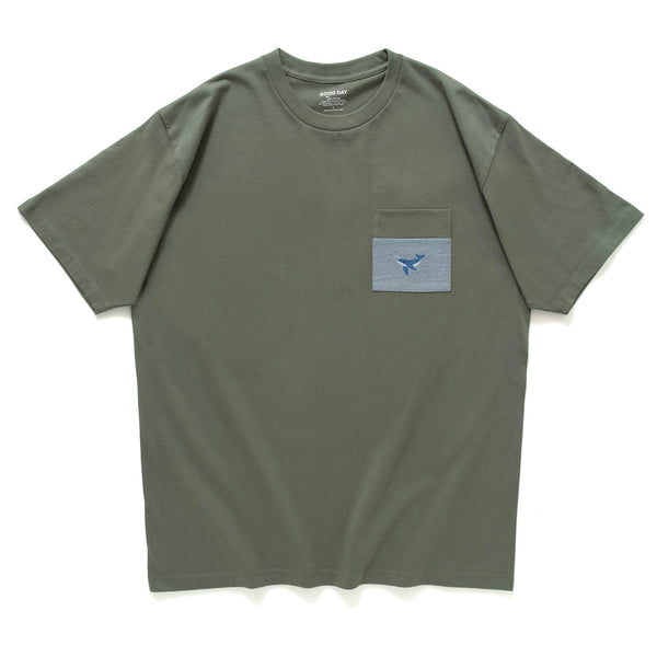 (ZT1131) Whale Embroidery Pocket Tee