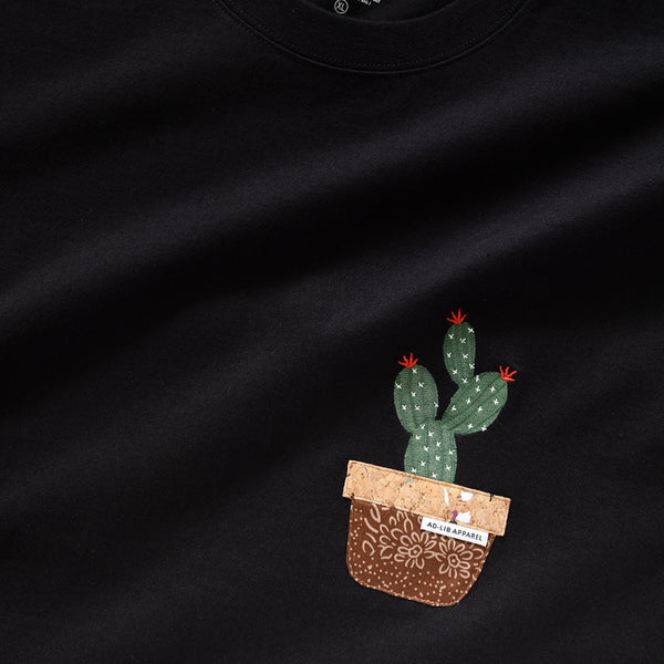 (ZT1216) Cactus Embroidery Pocket Tee