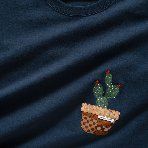 (ZT1216) Cactus Embroidery Pocket Tee