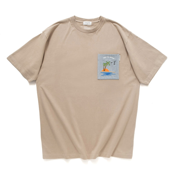 (ZT1227) Palm Tree Embroidery Pocket Tee
