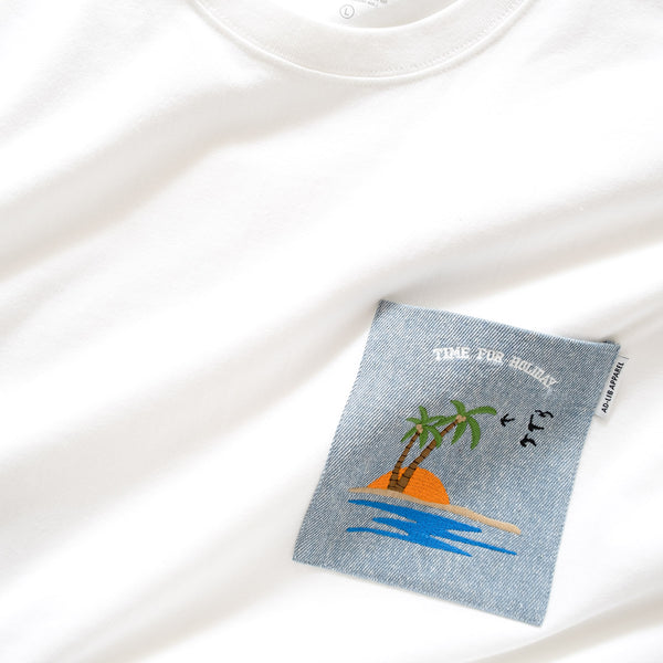 (ZT1227) Palm Tree Embroidery Pocket Tee