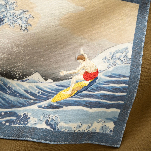 (ZT1270) Surfing in Ukiyoe Embroidery Tee