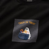 (ZT1281) Halloween Graphic Patchwork Tee