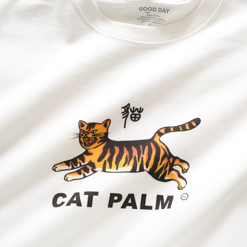(ZT1292) Cat Palm Graphic Tee