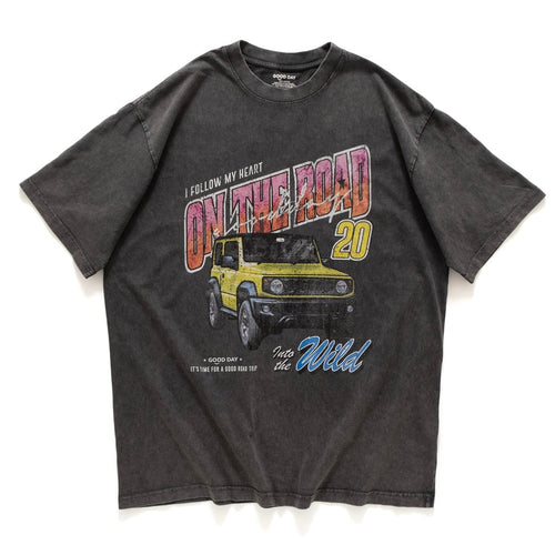 (ZT1307) On The Road Jeep Graphic Tee
