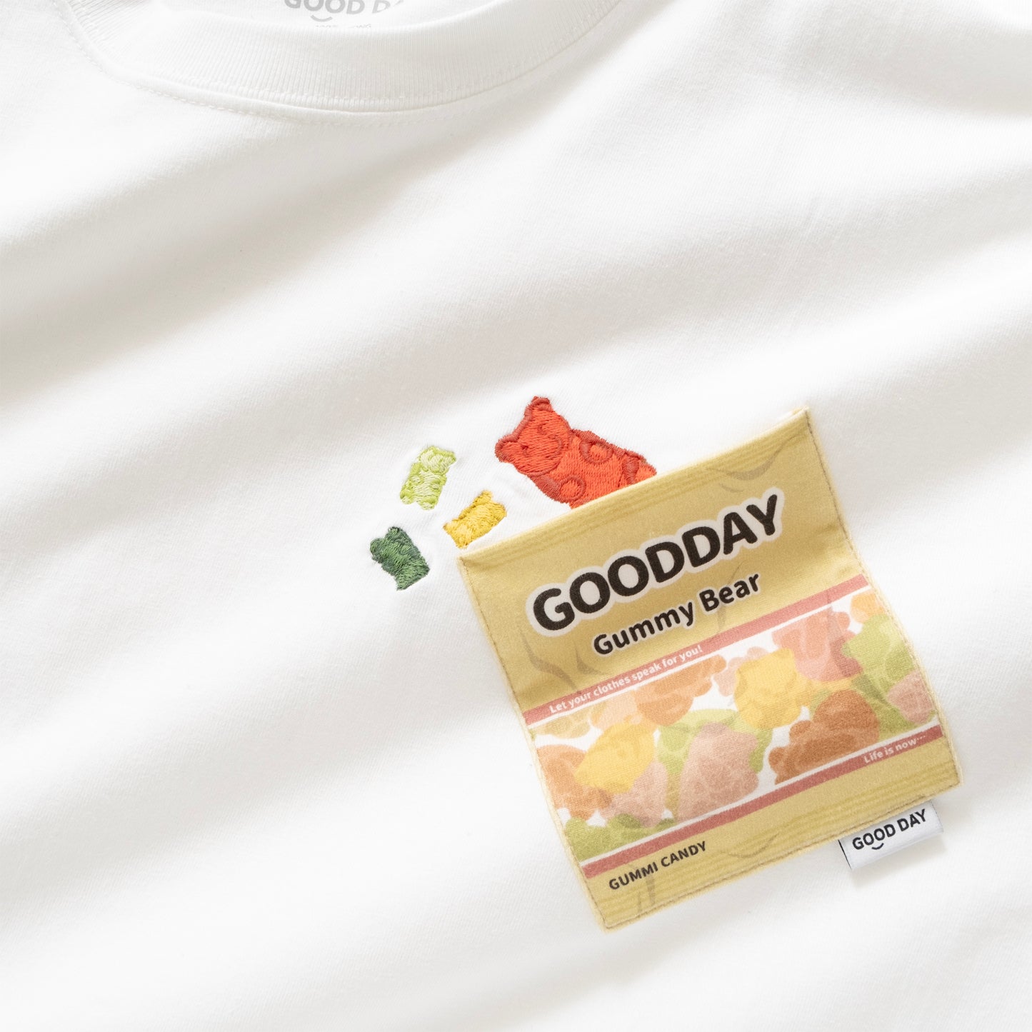 (ZT1355) Gummi Bear Embroidery Pocket Tee