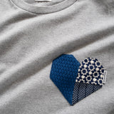 (ZT1376) Indigo Heart Shape Patchwork Tee