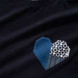 (ZT1376) Indigo Heart Shape Patchwork Tee