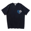 (ZT1376) Indigo Heart Shape Patchwork Tee