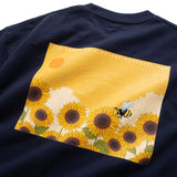 (ZT1382) Sunflower Embroidery Two Pockets Tee