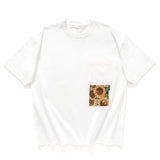 (ZT1382) Sunflower Embroidery Two Pockets Tee