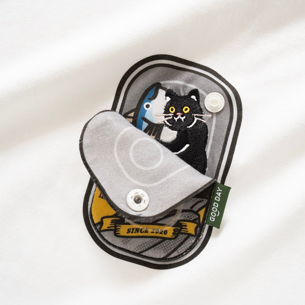 (ZT1387) Canned Cat Graphic Pocket Tee