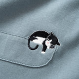 (ZT1420) Ramen Cat Graphic Embroidery Tee