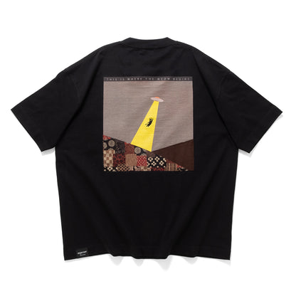 (ZT1685) Meow Begins Patchwork Pocket Tee