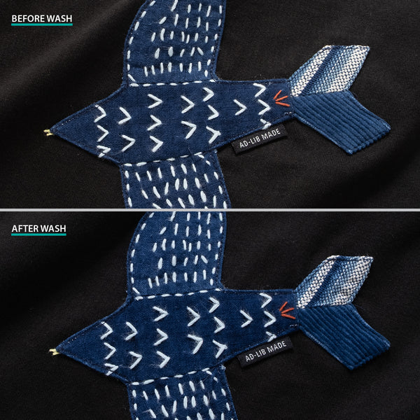 (ZT1727) Sashiko Indigo Pigeon Tee