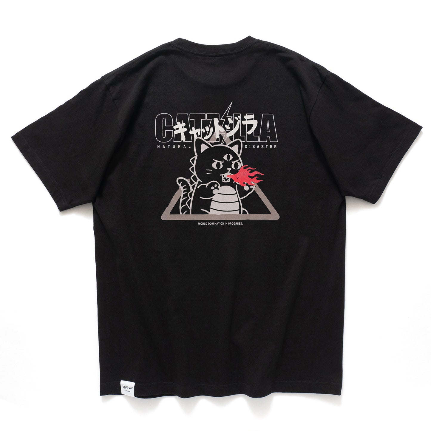 (ZT1857) Catzilla Embroidery Graphic Tee