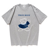 (ZT1258) Indigo Bear Patchwork Graphic Tee