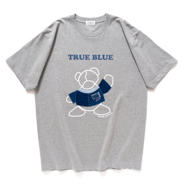 (ZT1258) Indigo Bear Patchwork Graphic Tee