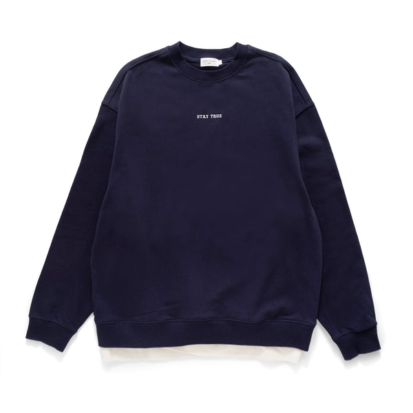 (ZW424) Fake Layer Embroidery Sweater