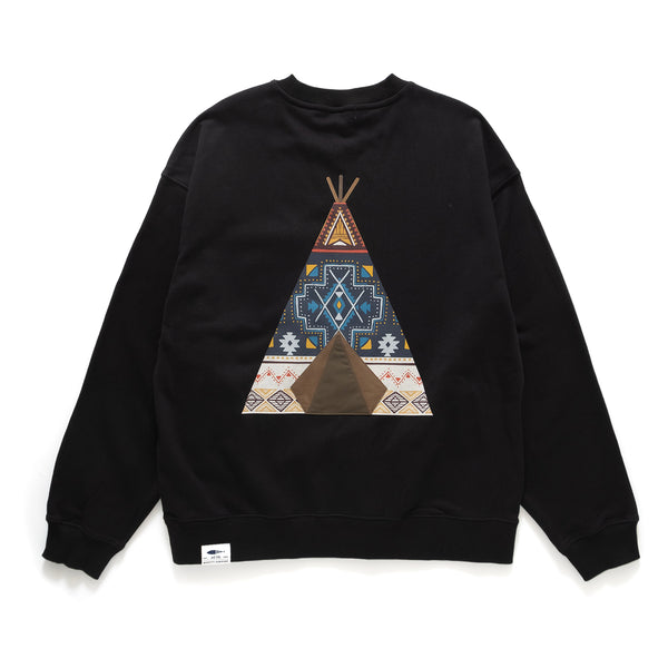 (ZW428) Native American Tent Graphic Pocket Sweater