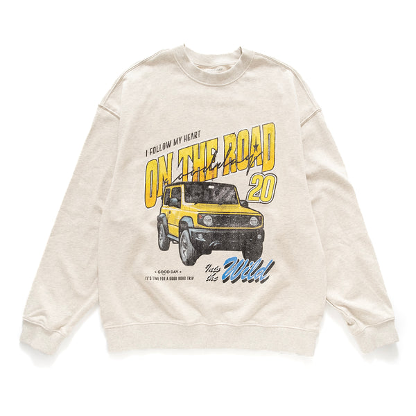 (ZW429) On The Road Jeep Graphic Sweater