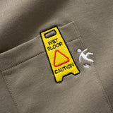 (ZW433) Wet Floor Sign Embroidery Sweater
