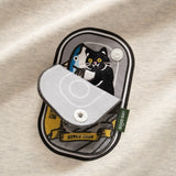 (ZW437) Canned Cat Graphic Pocket Sweater