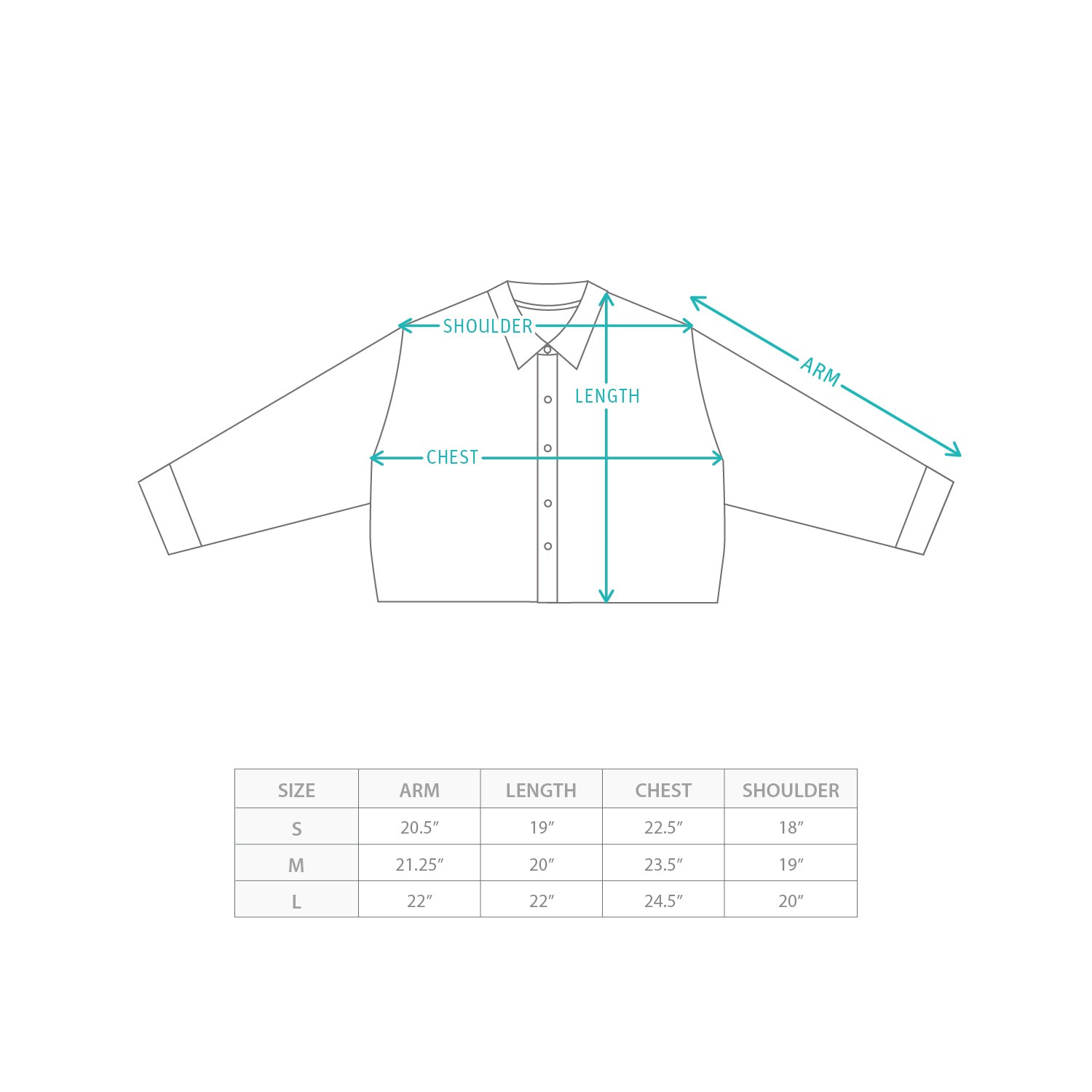 (BL010) Cropped Blouson Size Chart