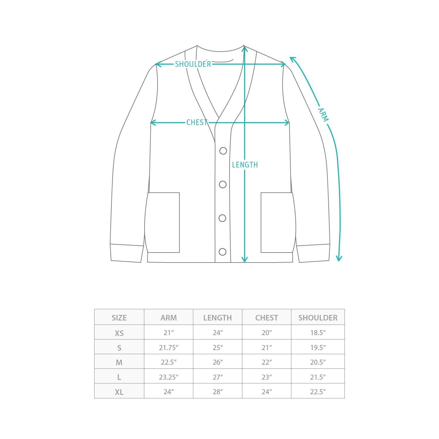 (CD106) Knit Mesh Cardigan Size Chart