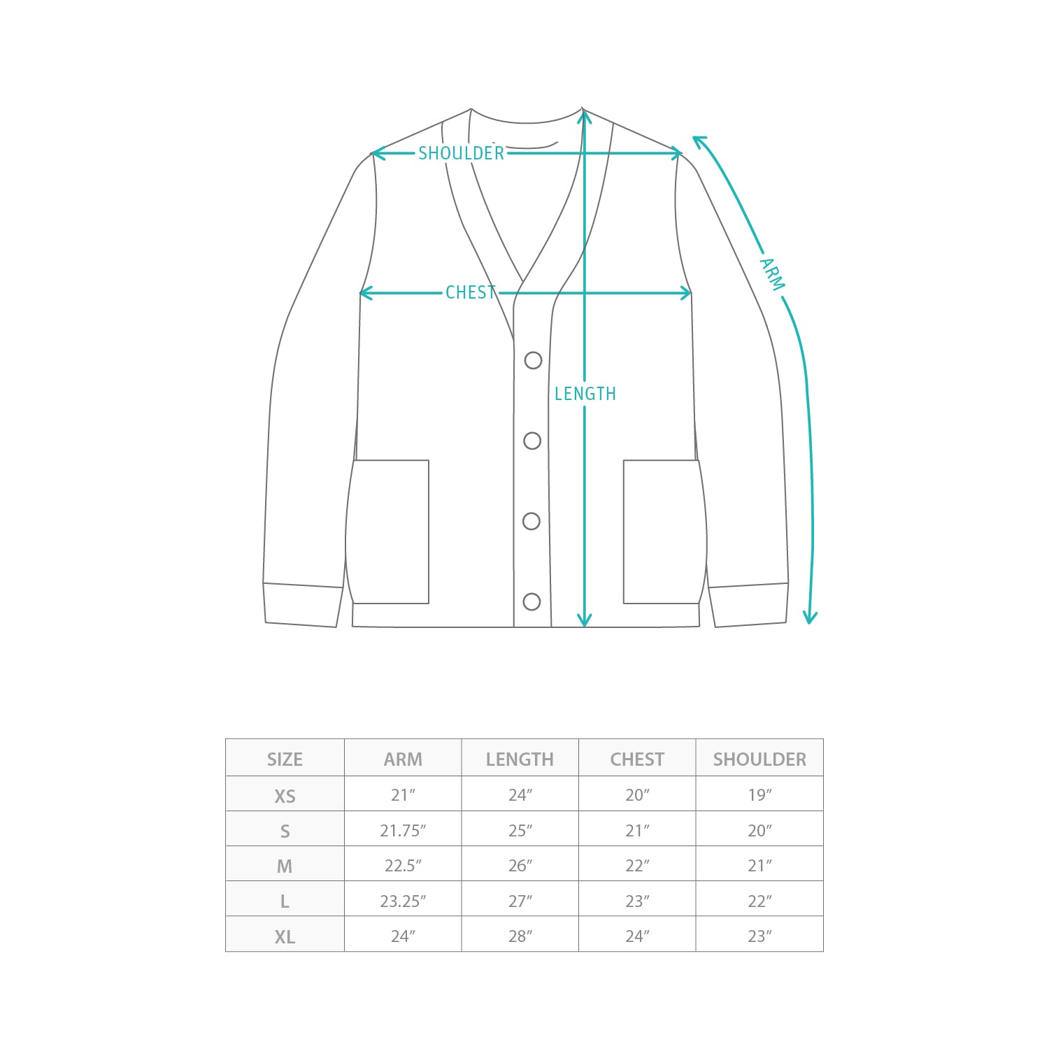 (CD107) Colorblock Cardigan Size Chart