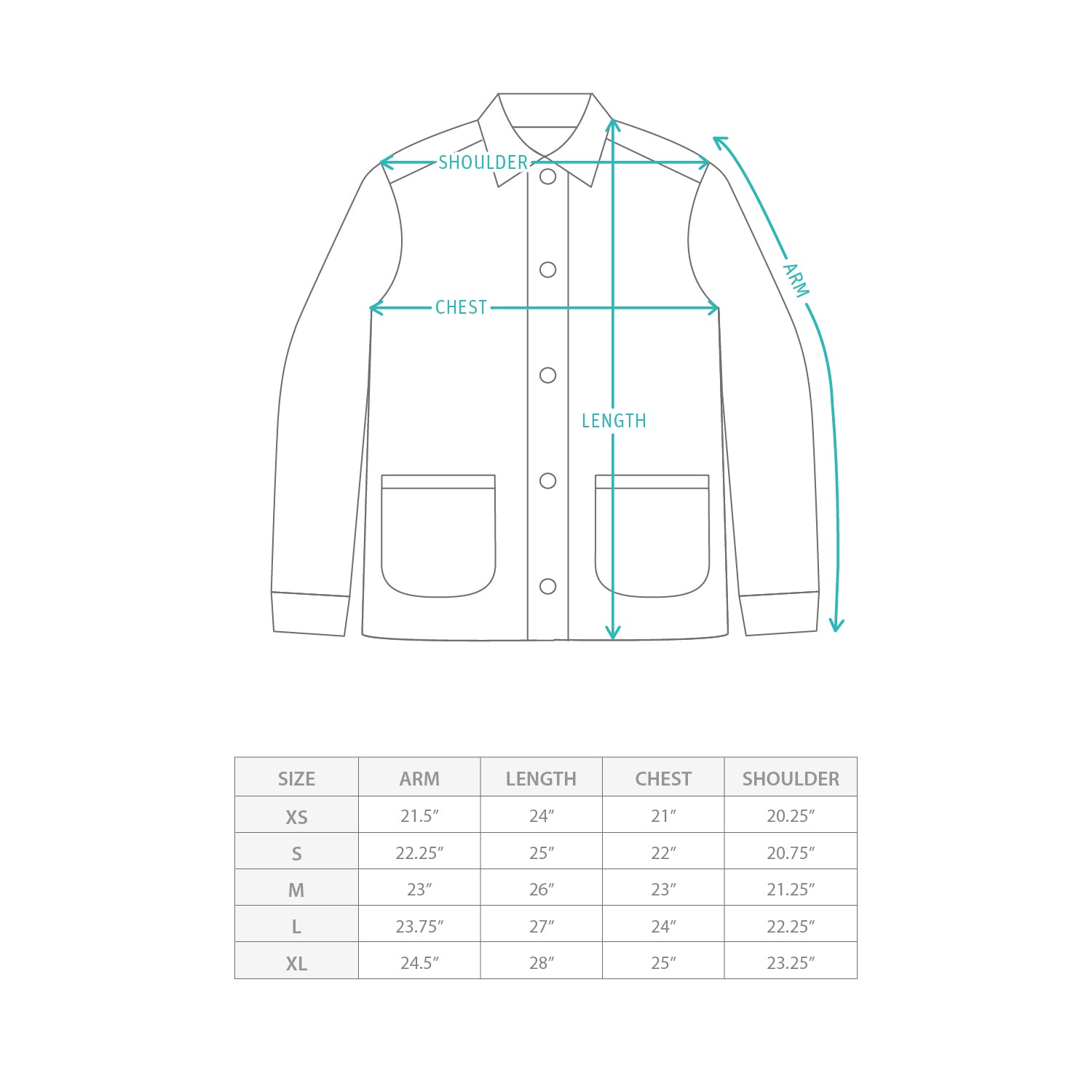 (CD109) Work Cardigan Size Chart