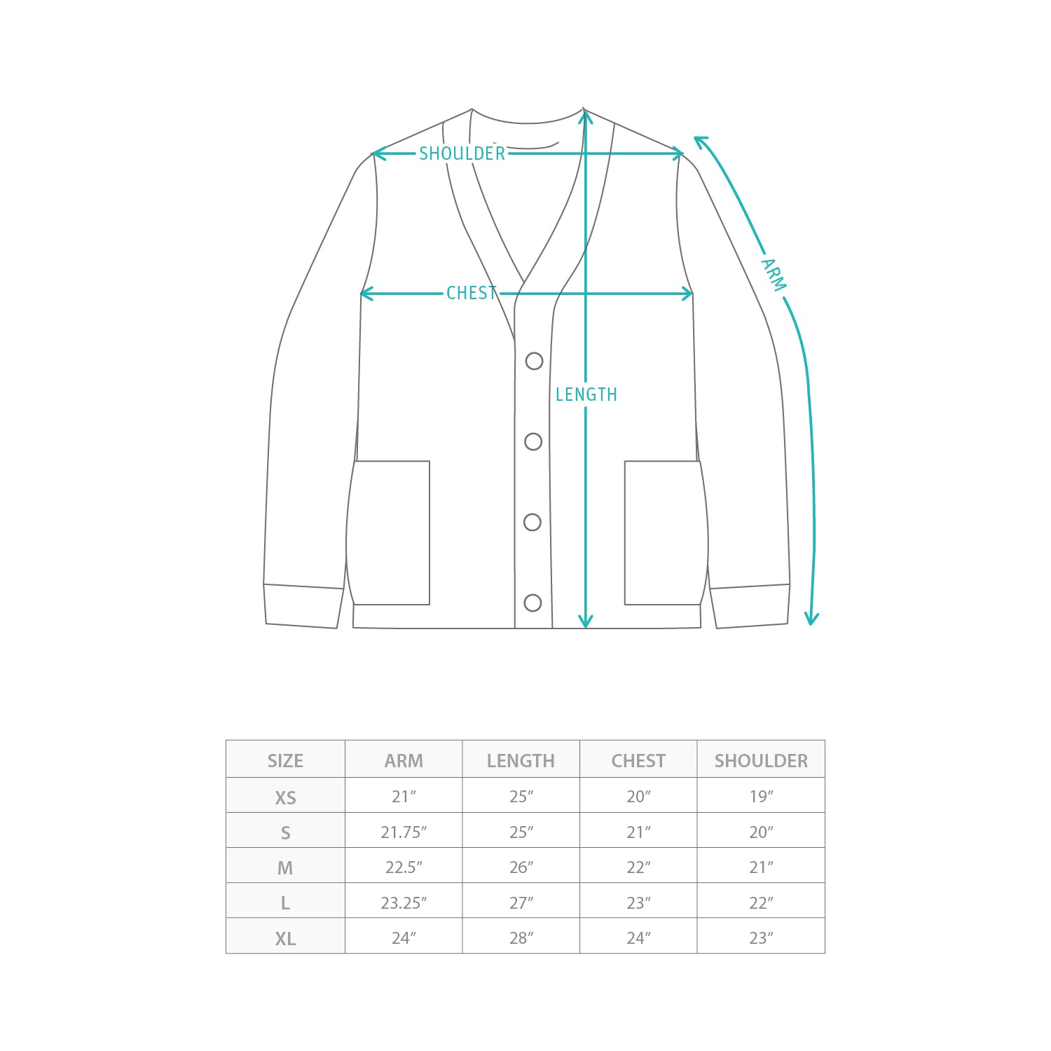 (CD110) 學院風針織冷外套 Size Chart