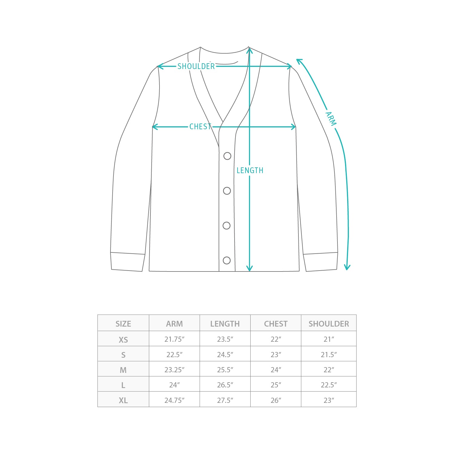 (CD111) 撞色開襟冷衫 Size Chart