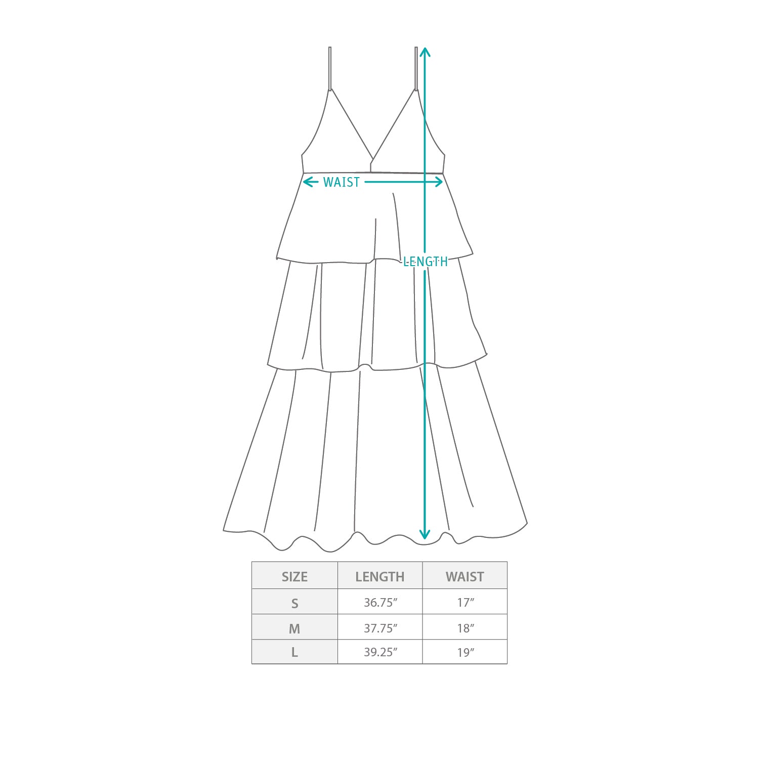 (DS019) Tiered Dress Size Chart