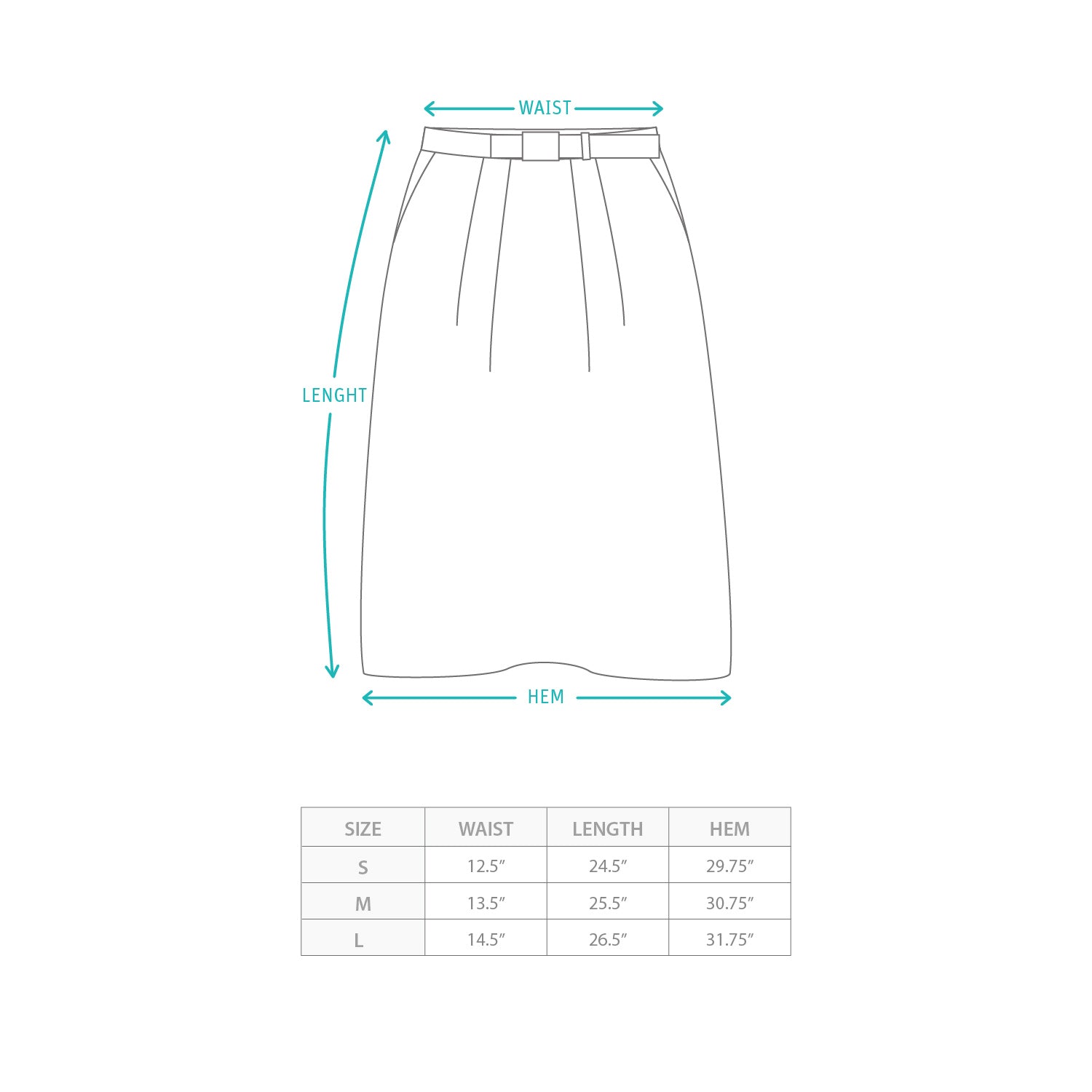 (DS034) Layered Mid Skirt Size Chart