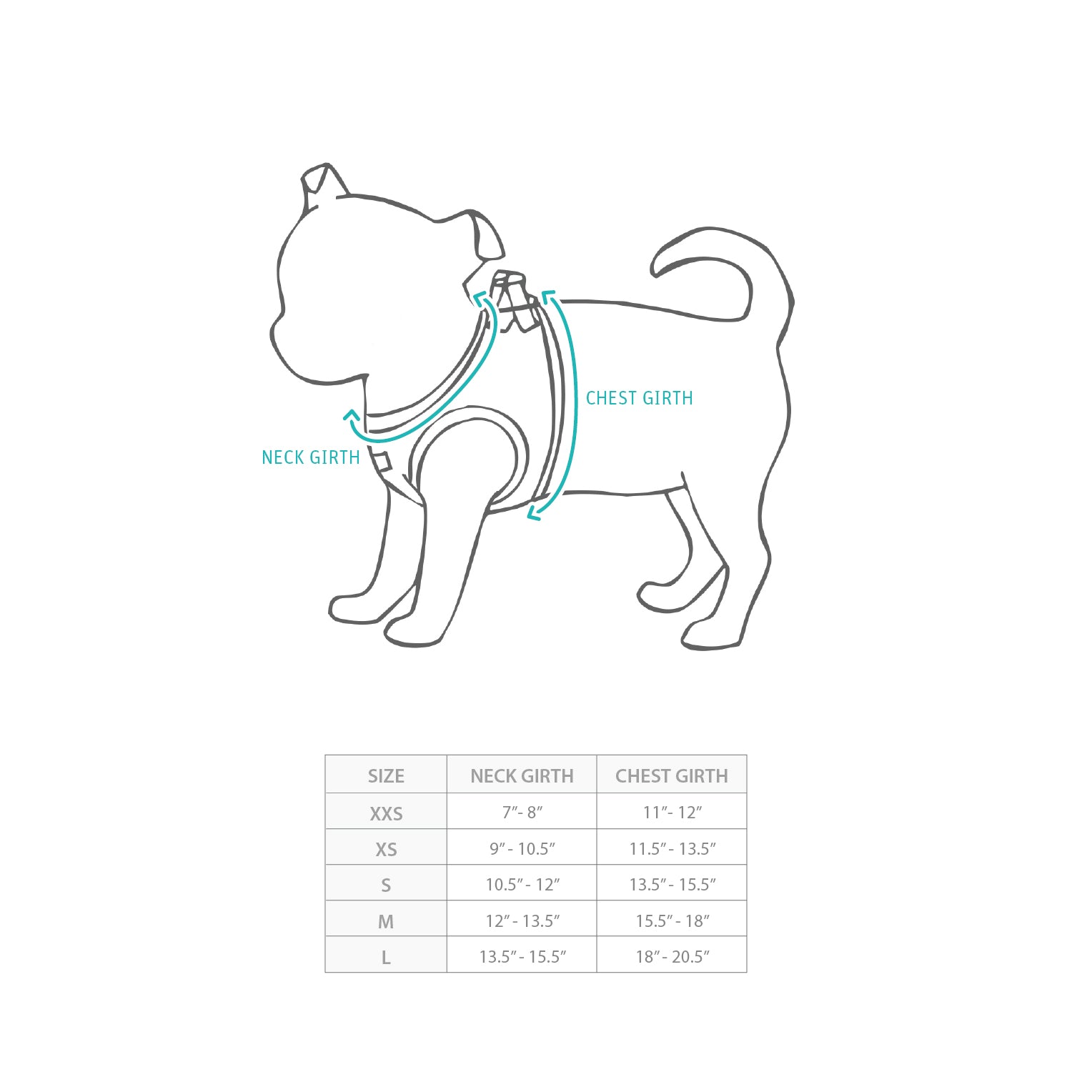 (EX670) OxyMesh 胸背帶連牽繩套裝 Size Chart